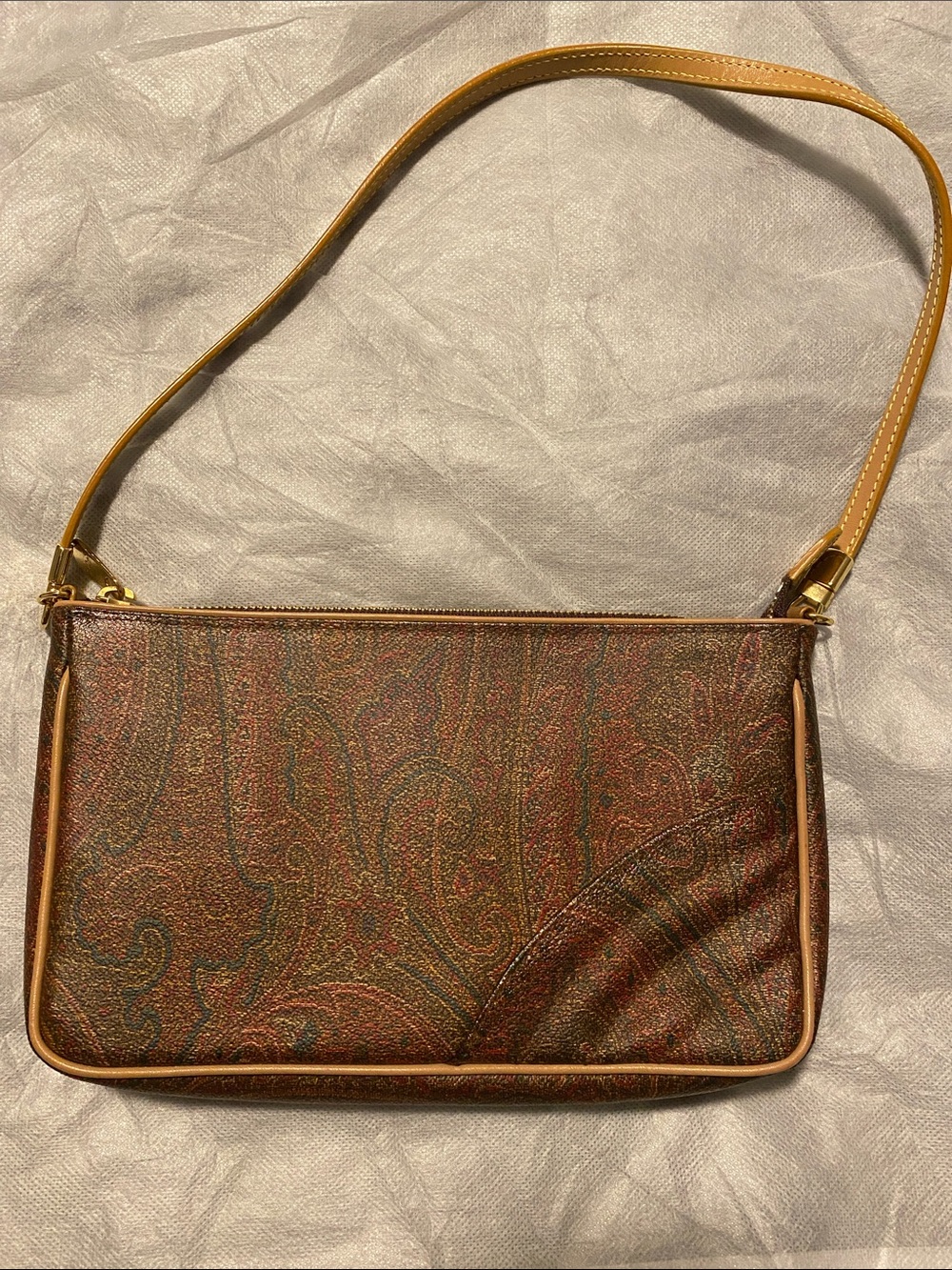 Women’s Etro Paisley Pattern Shoulder Bag in Brown and Tan